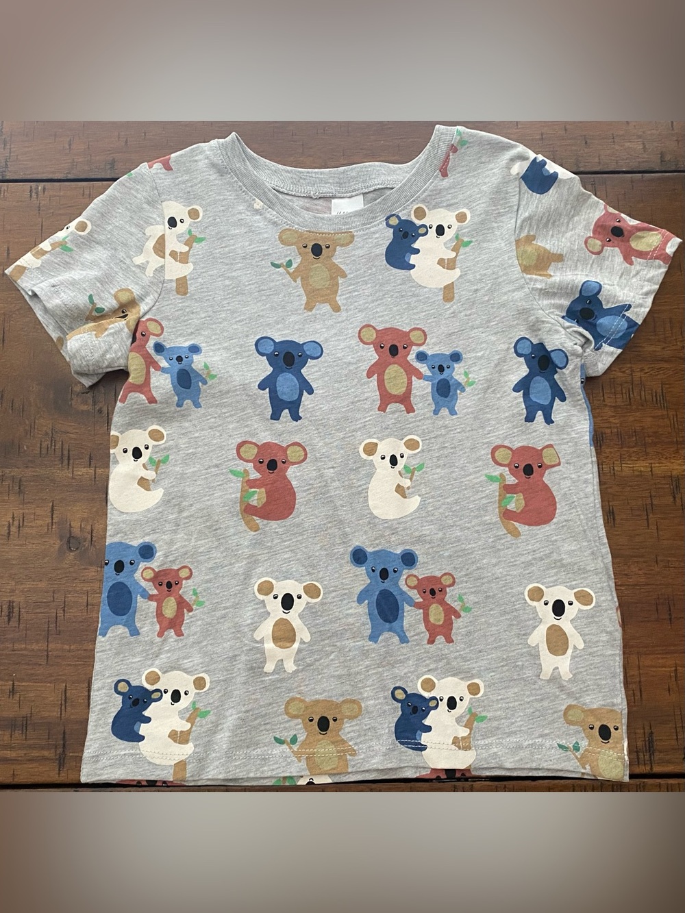 •EUC•H&M Light Grey Koala Print Short Sleeve Tee 3-4Y